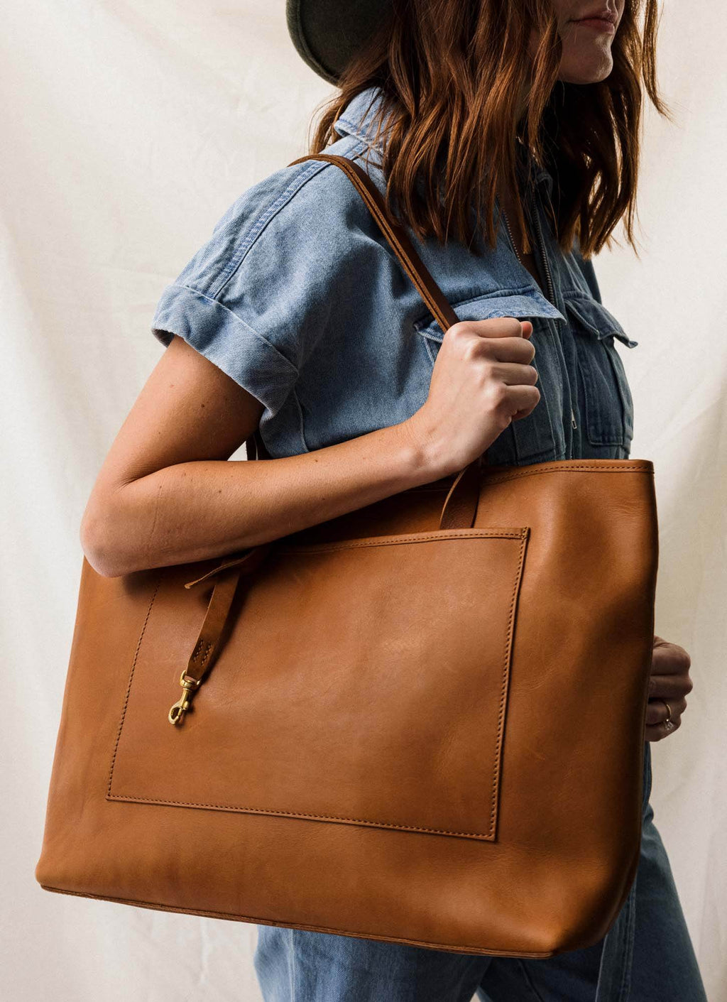 Oversized Leather Tote Bag for Work or Travel