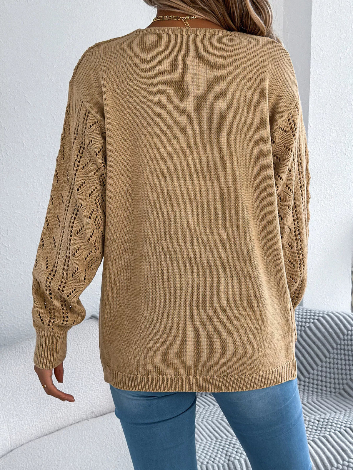 Openwork Open Front Cardigan
