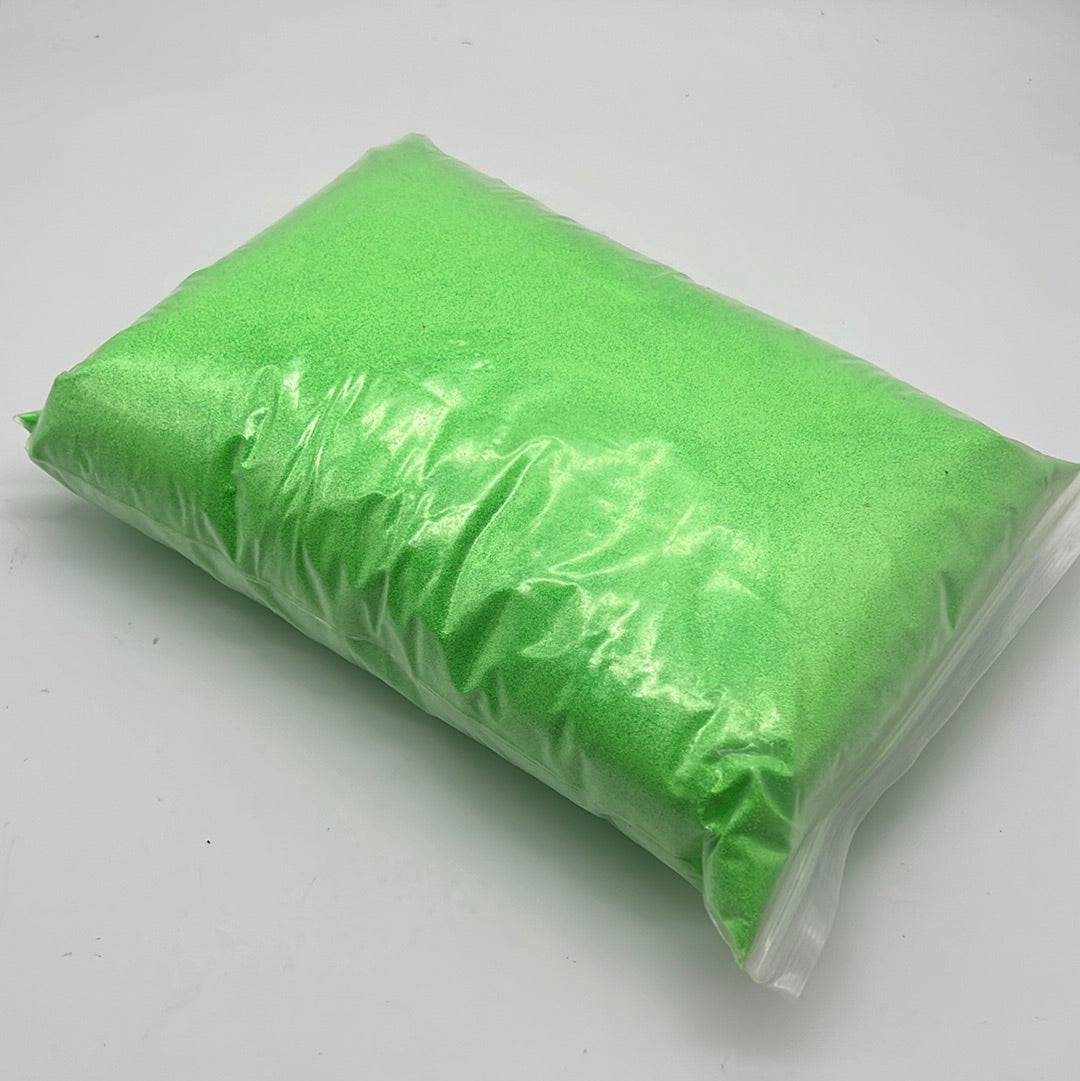 2kg bags of vibrant Lime Green, Shimmery Turquoise, and Neon Orange glitter for DIY crafts