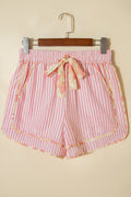 Floral Trim Ribbon Knot Casual Stripe Shorts