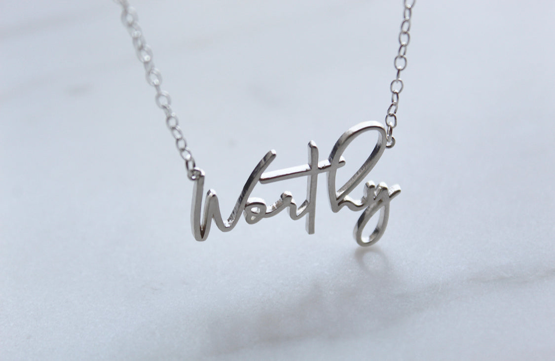 Worthy Script Lettering Necklace in Silver-tone Finish - Image 9