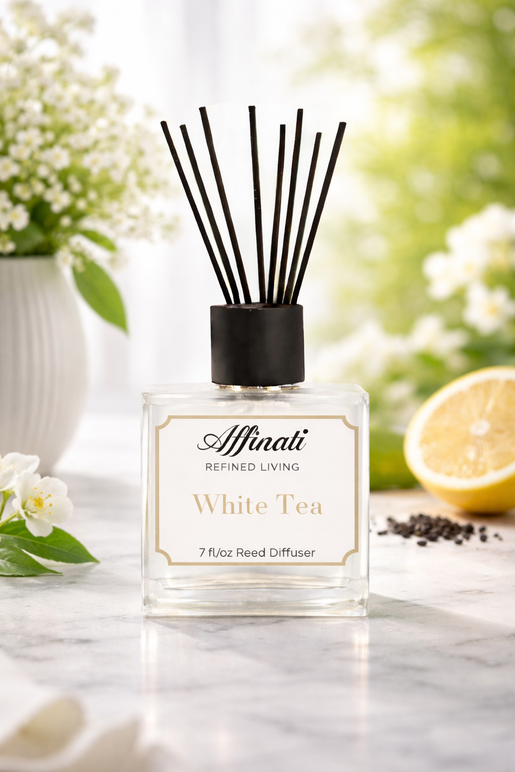 White Tea Reed Diffuser 7 fl oz with Eight Eco-Friendly Reeds - Image 2