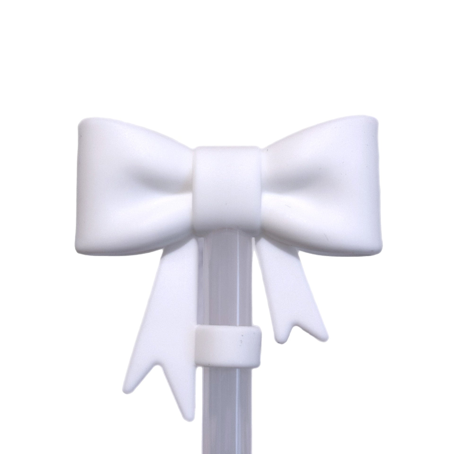 White 3D Bow Straw Topper