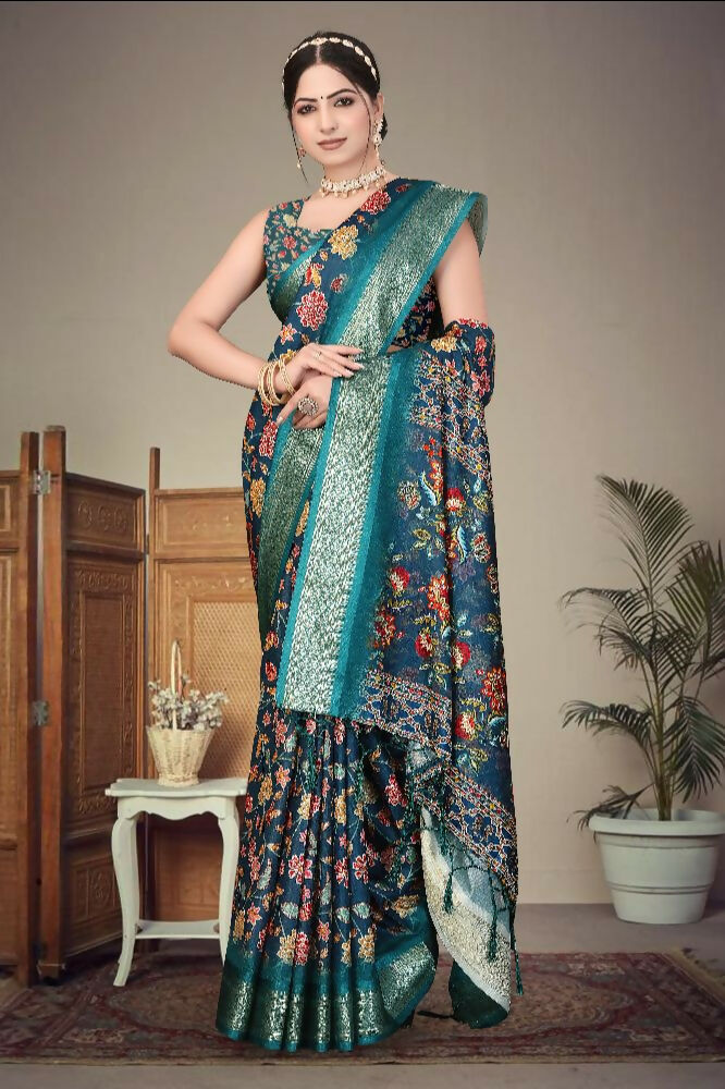 PR Fashion Multi Heavy Rich Cotton Silk Digital Print & Jacquard Saree