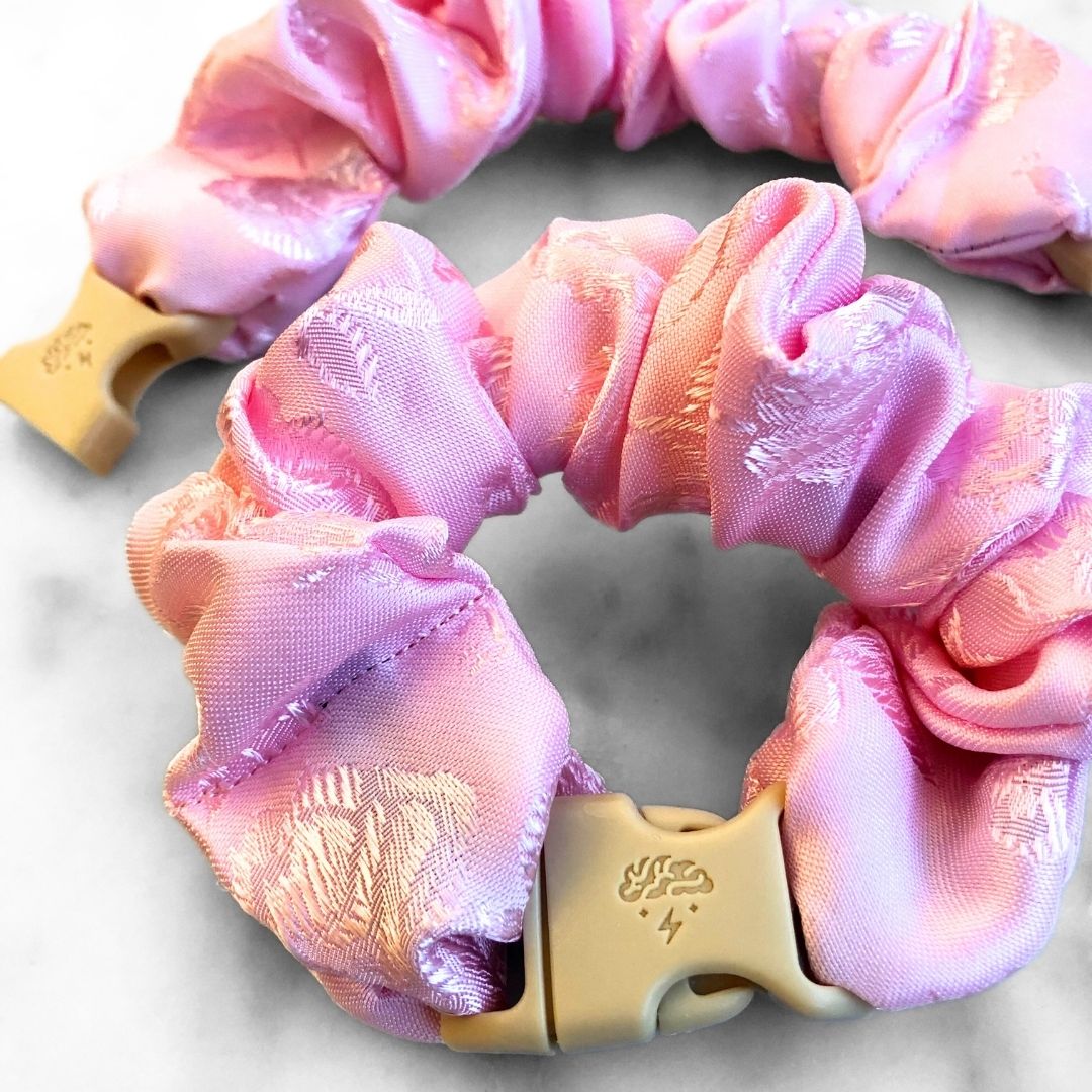 Empress Pink Floral Buckle Scrunchie for Lunar New Year