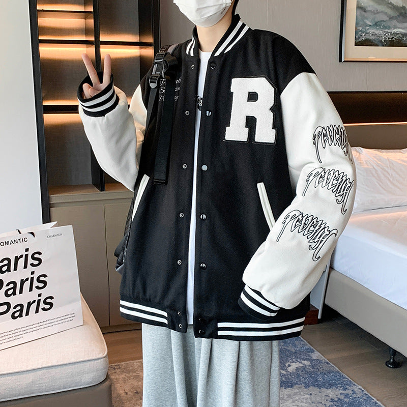 Unisex Baseball Bomber Jacket with Letter Embroidery Streetwear
