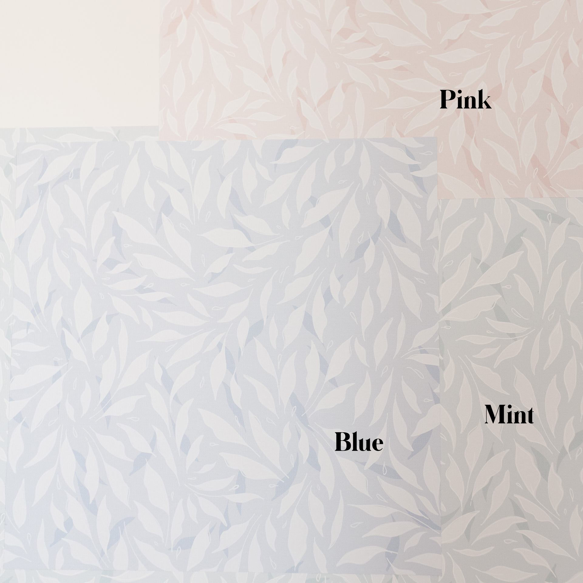 Haven Removable Wallpaper in Blue, Pink and Mint