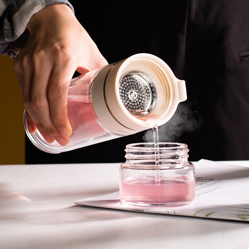 Double Wall Glass Tea Infuser Bottle with Leakproof Filter