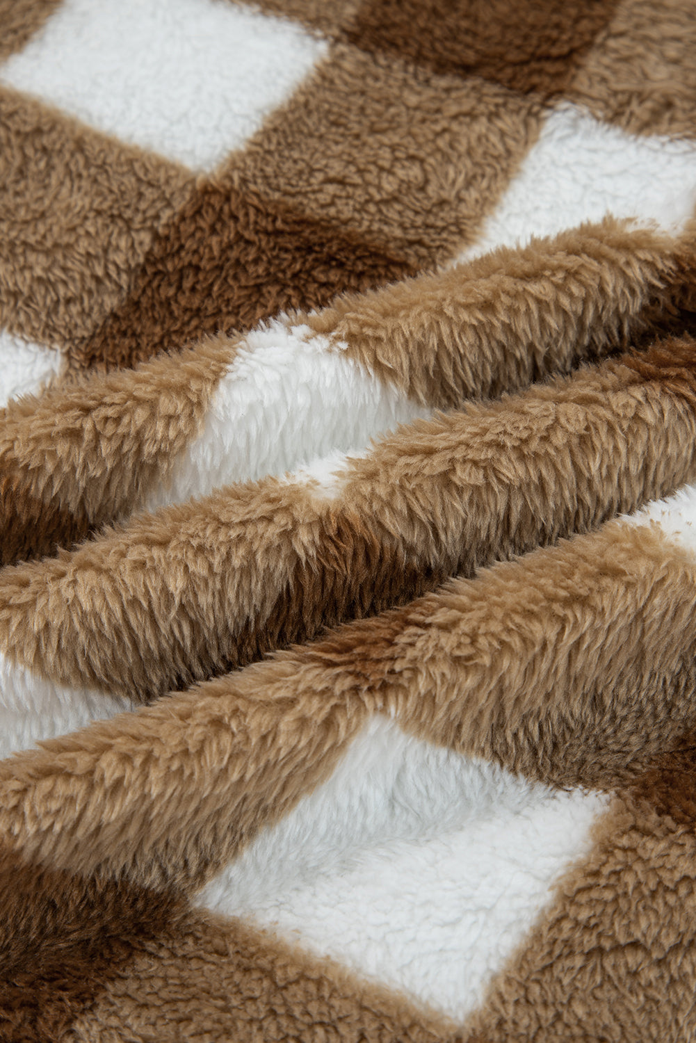 Checker Sherpa Button-Up Pocketed Cardigan