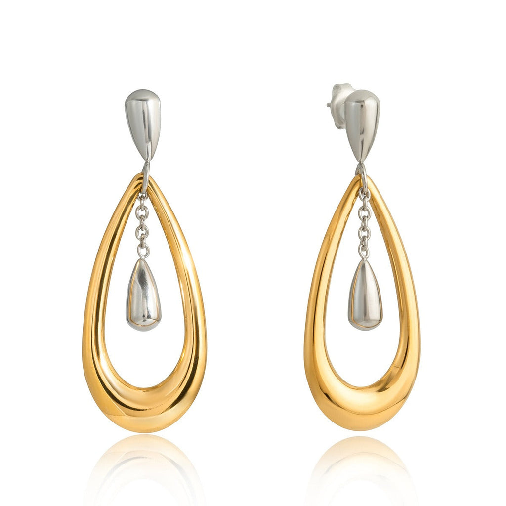 Vera Lux 18K gold and titanium steel color-blocked teardrop earrings