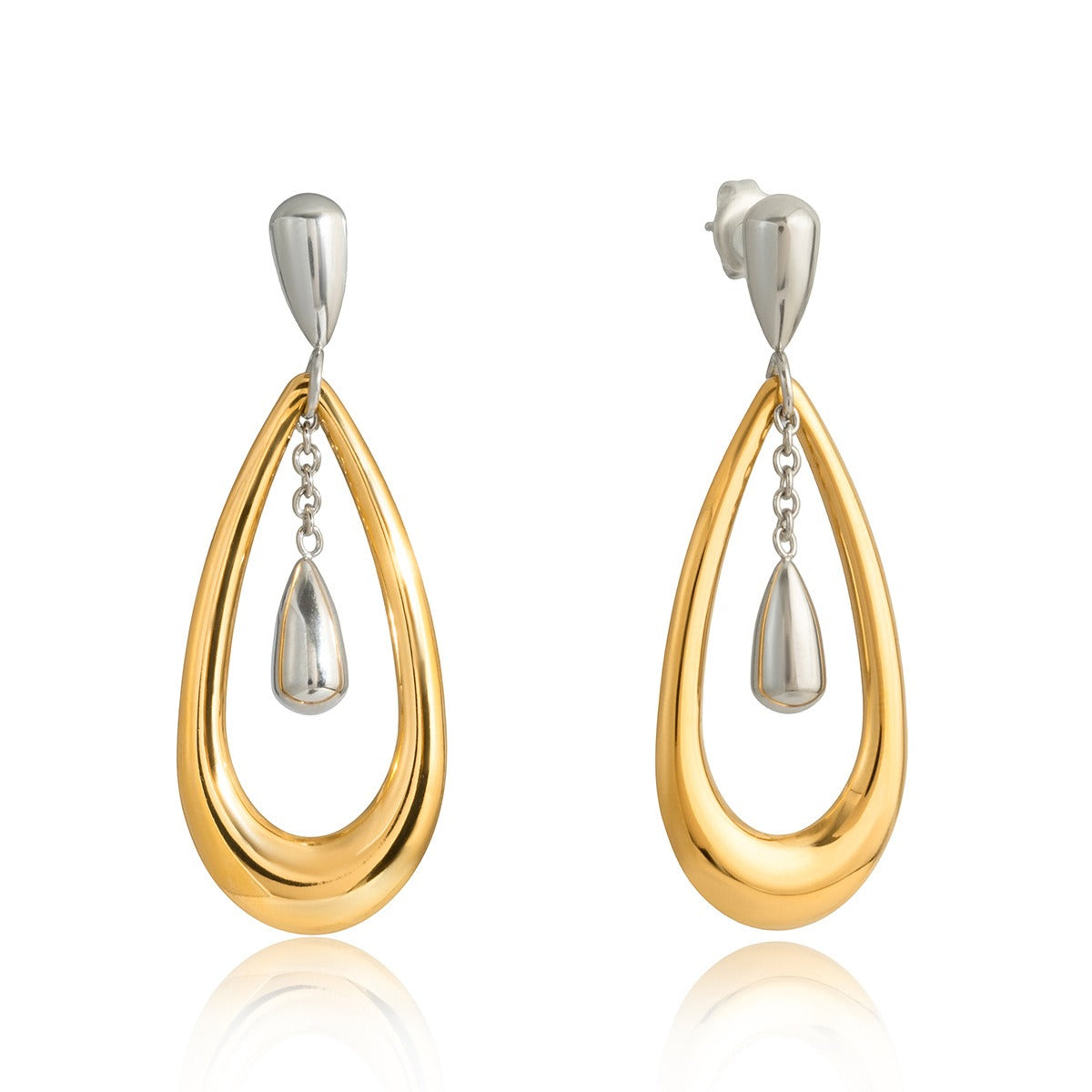 Vera Lux 18K gold and titanium steel color-blocked teardrop earrings