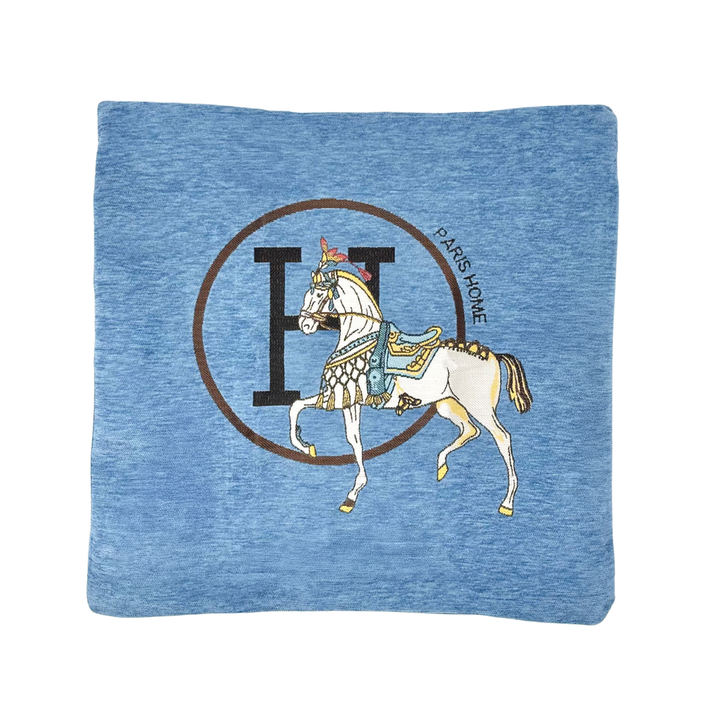 Blue Horse Decorative Throw Pillow Cover, Equestrian Style 18x18