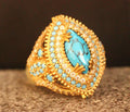 European And American Fashion Court Inlaid Ring Cross-border Wish Popular Ring Bohemian Retro Ring