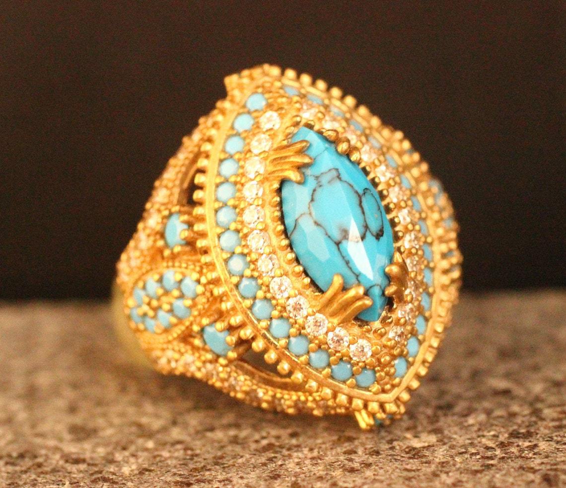 European And American Fashion Court Inlaid Ring Cross-border Wish Popular Ring Bohemian Retro Ring