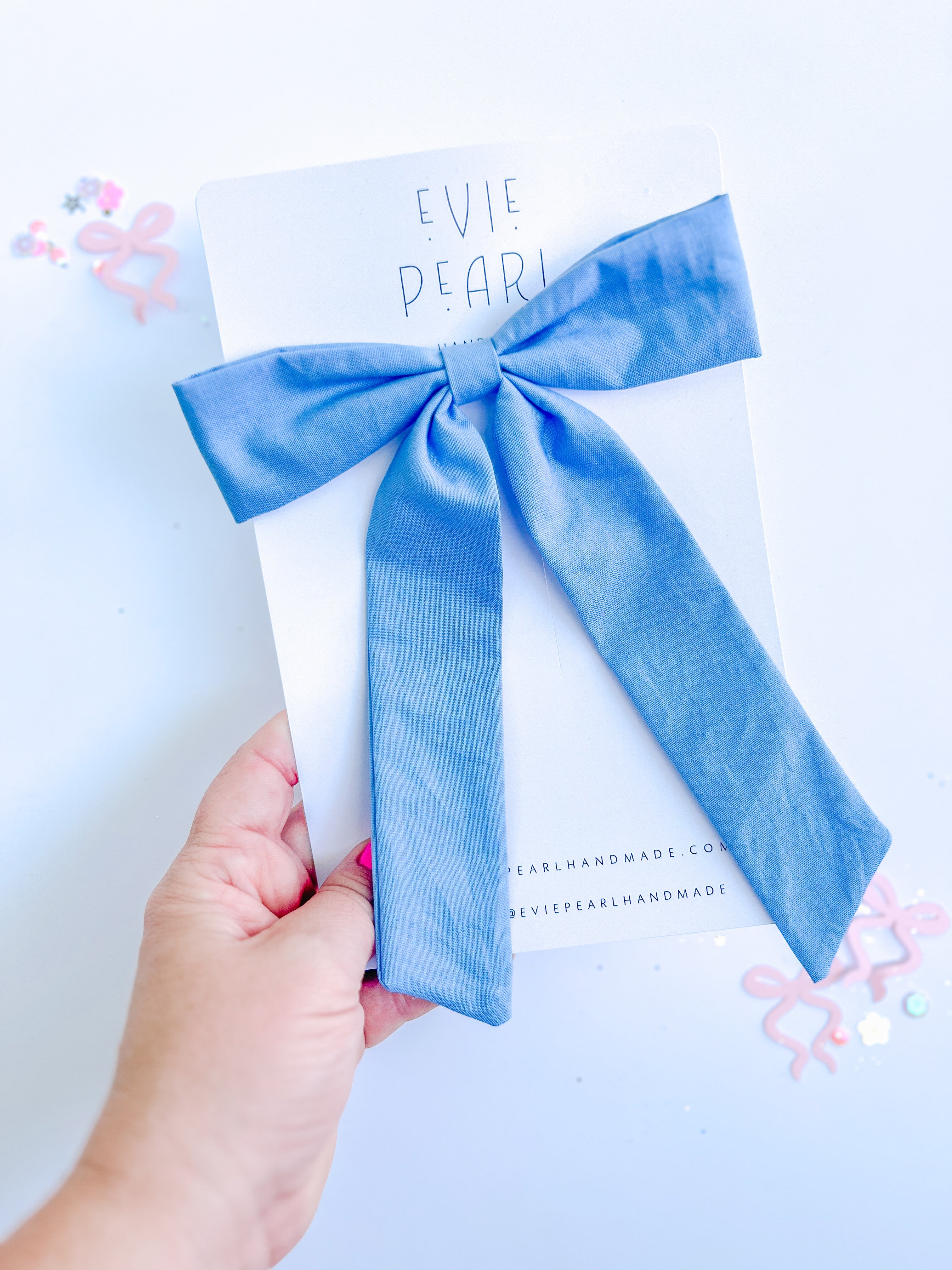 Blue Solid Longtailed Bow