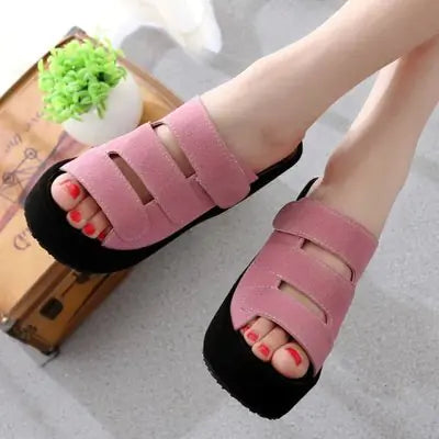 Women's Suede Wedge Slide Sandals with Thick Sole
