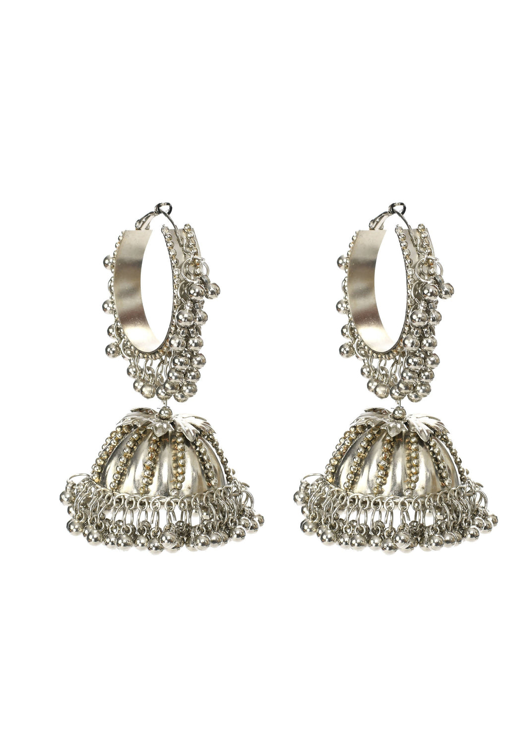 Oxidised Silver-Plated Ghungroo Jhumka Earrings for Traditional Look