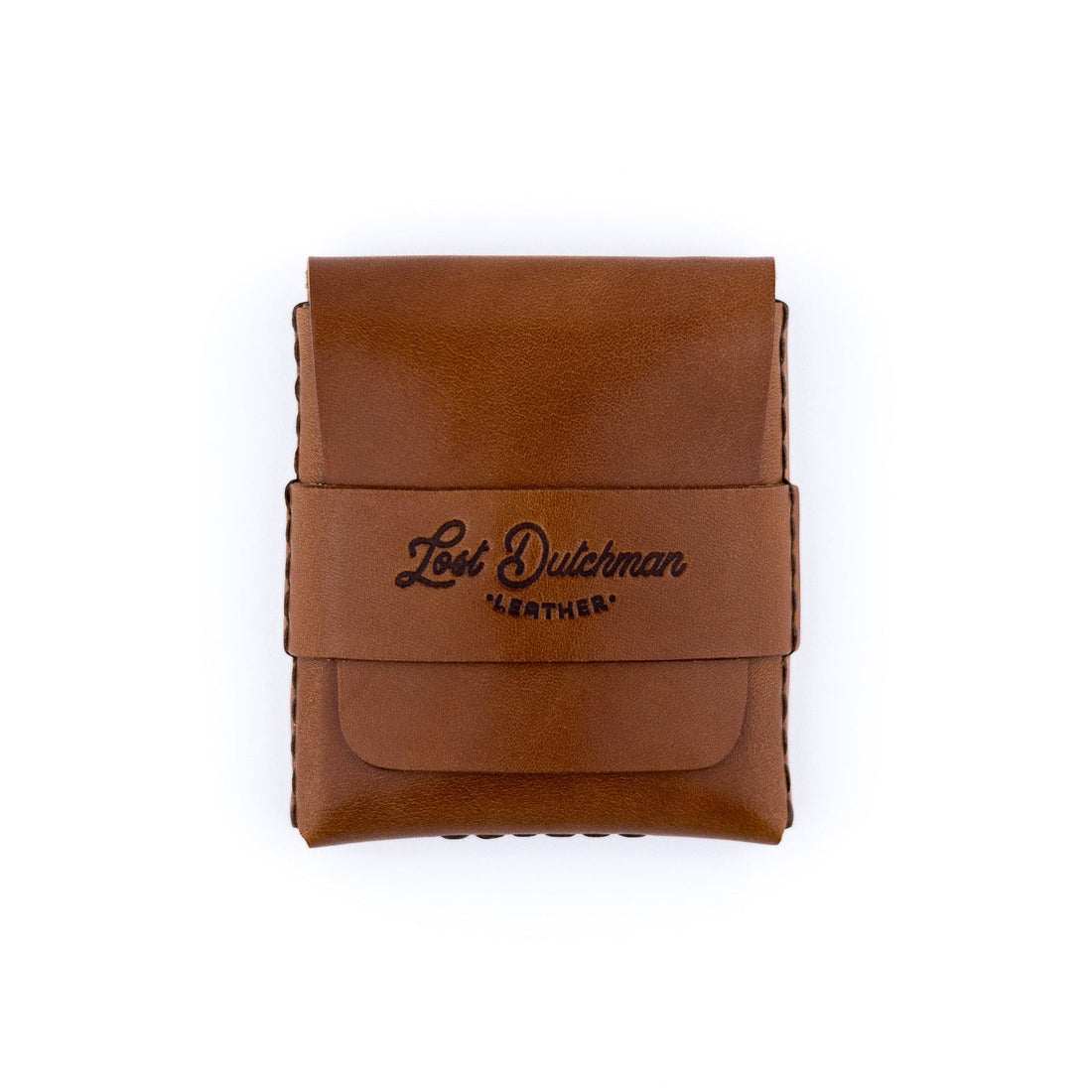 Brown full-grain cowhide leather The Big Finn card holder on a neutral background