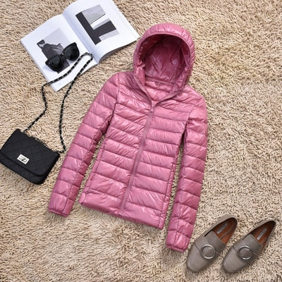 Women's Ultra-Lightweight Slim Fit Hooded Puffer Jacket - Image 9