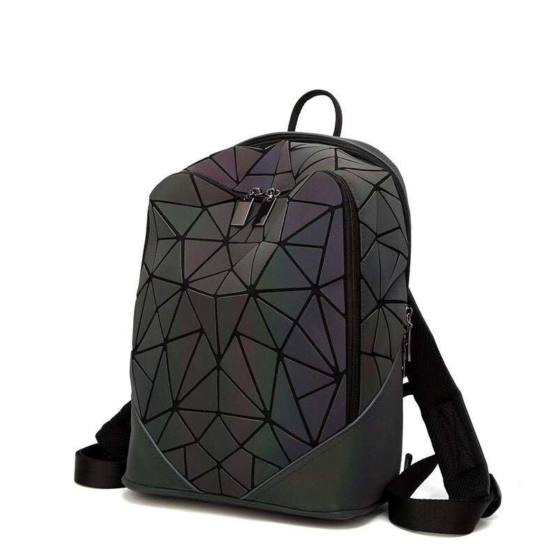 Women's Iridescent Geometric Luminous Backpack - Harajuku - Image 2