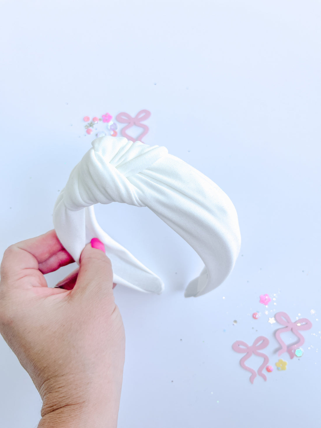 White Solid Knotted Headband Soft Everyday Hair Accessory - Image 3