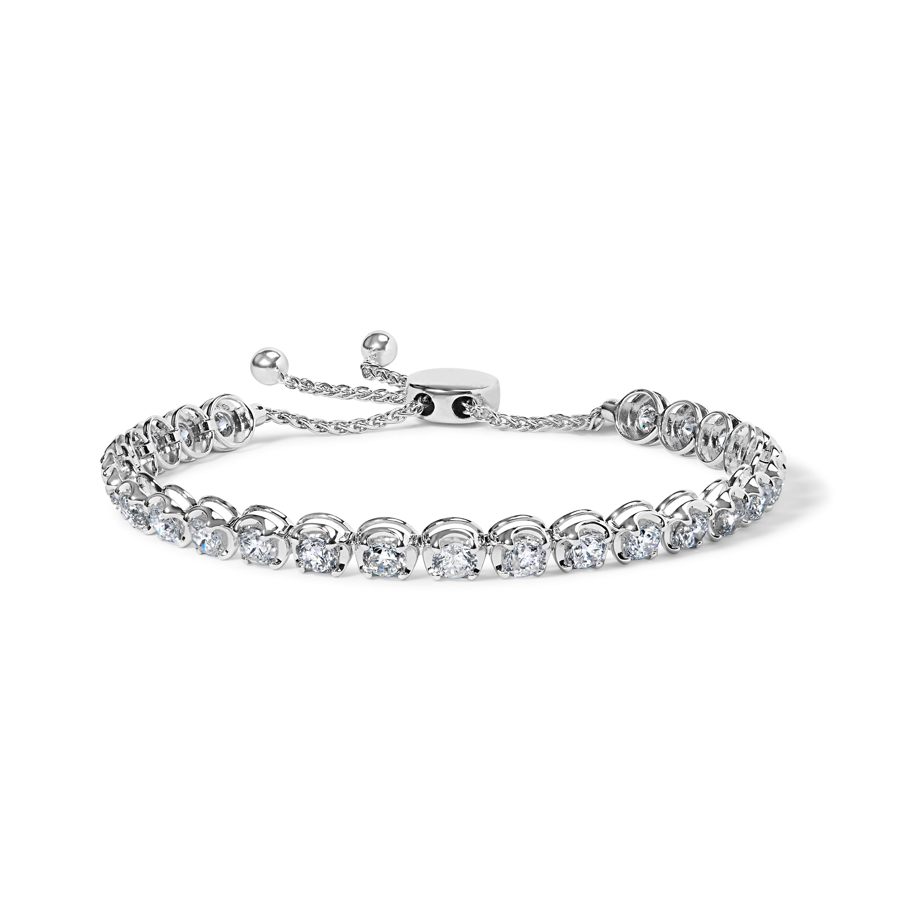 14K White Gold 6.00 Cttw Diamond 4â€-10â€ Adjustable Bolo Tennis Bracelet (I-J Color, I1-I2 Clarity)