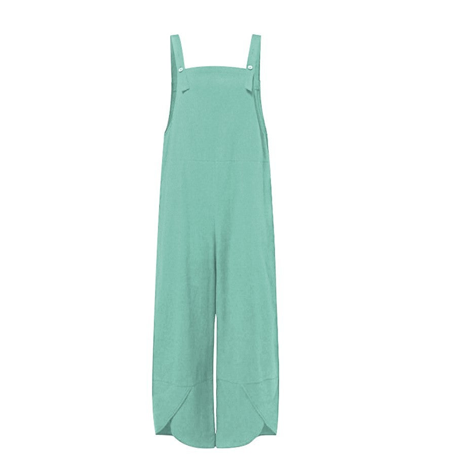 Women's Casual Solid Color Wide Leg Overalls Jumpsuit - Image 6