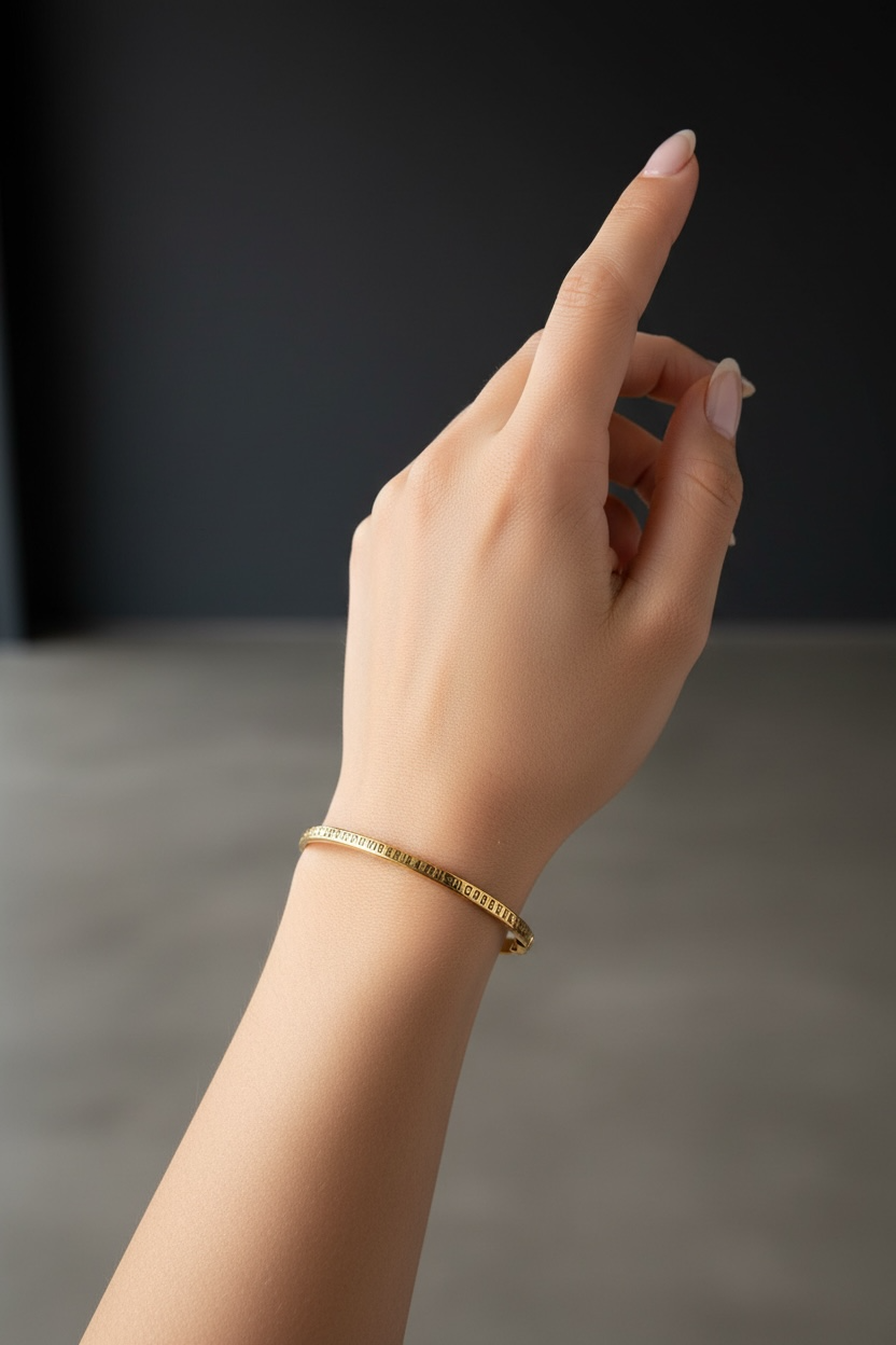 Armenian Alphabet Bracelet – 14K Gold Engraved Bangle