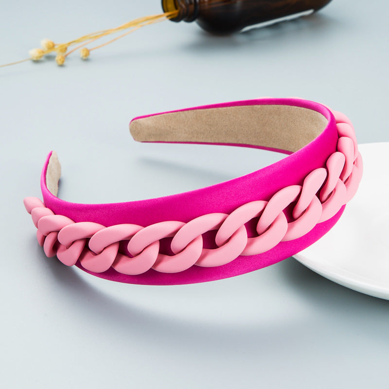Vibrant Wide Braided Headband with Macaron Color Chain - Image 13
