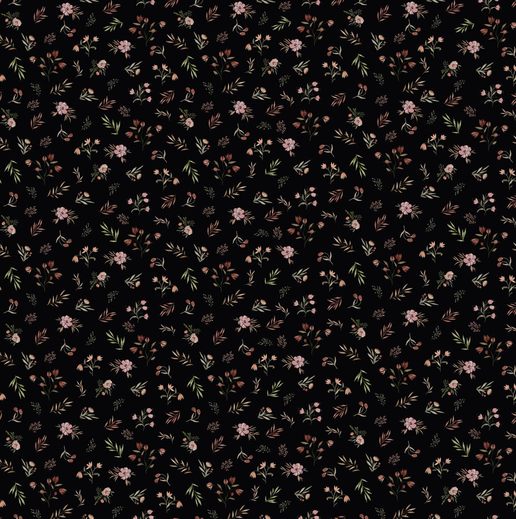 Holland Floral Removable Wallpaper in White, Dusty-Rose & Muted-Green