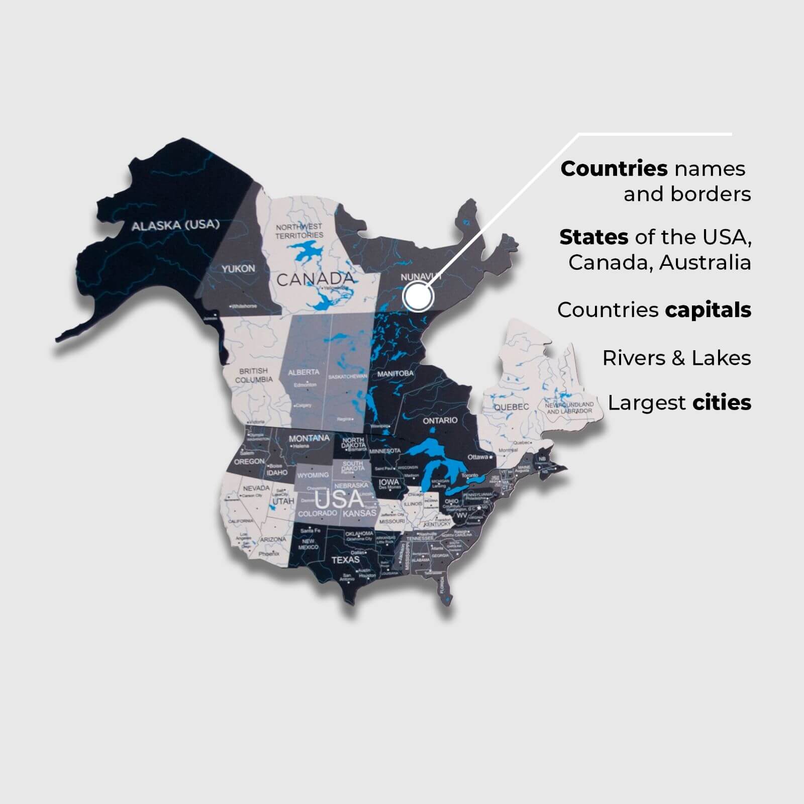 2D Wooden World Map Wall Decor for Modern Home Office Art