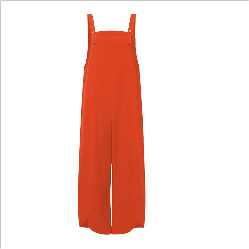 Women's Casual Solid Color Wide Leg Overalls Jumpsuit - Image 7