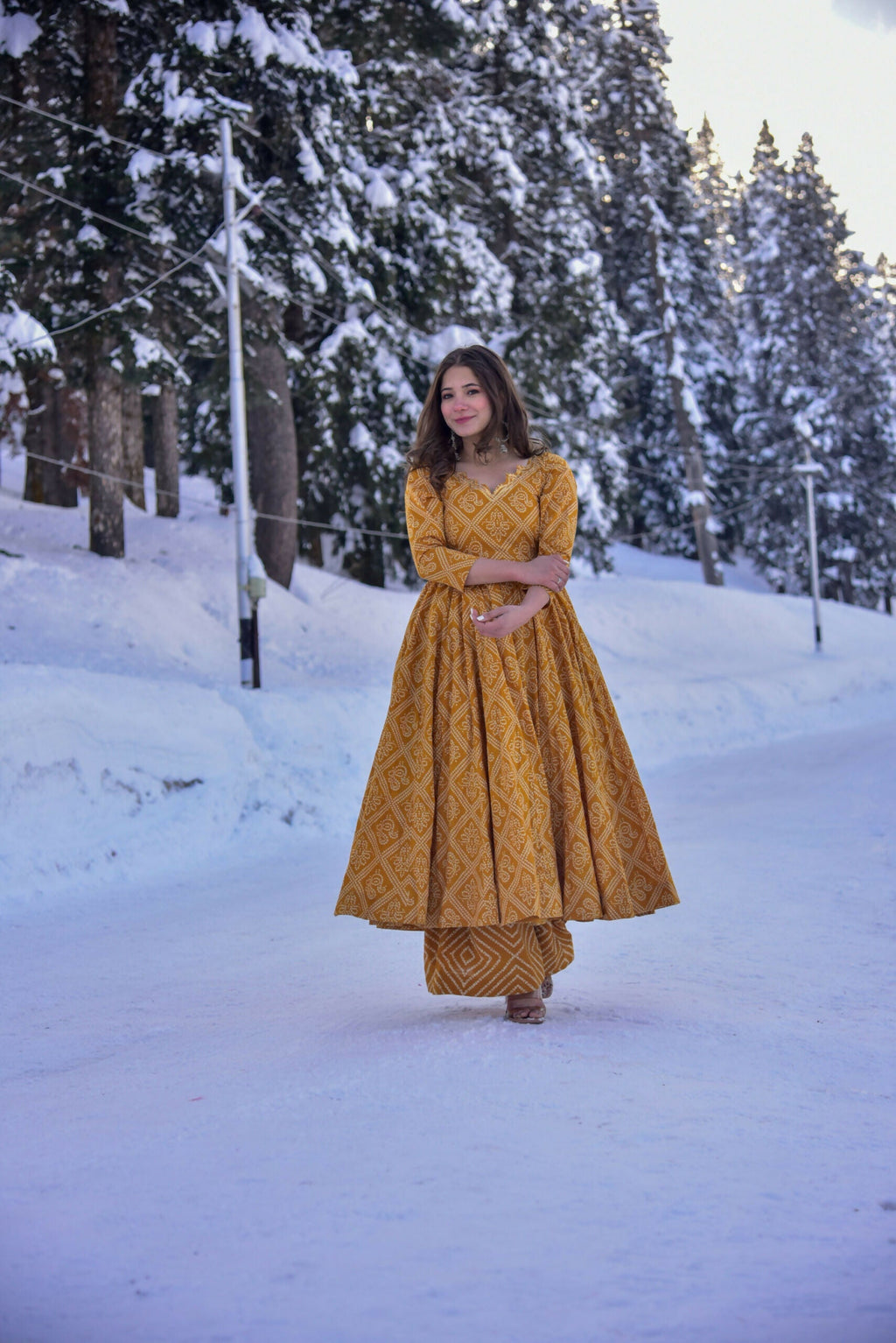 Women's Mustard Cotton Silk Digital Printed Kurta Plazo Set