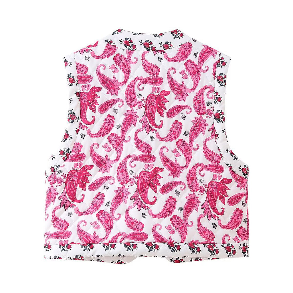 Women's Quilted Paisley Vest - Vintage Harajuku Style V-Neck