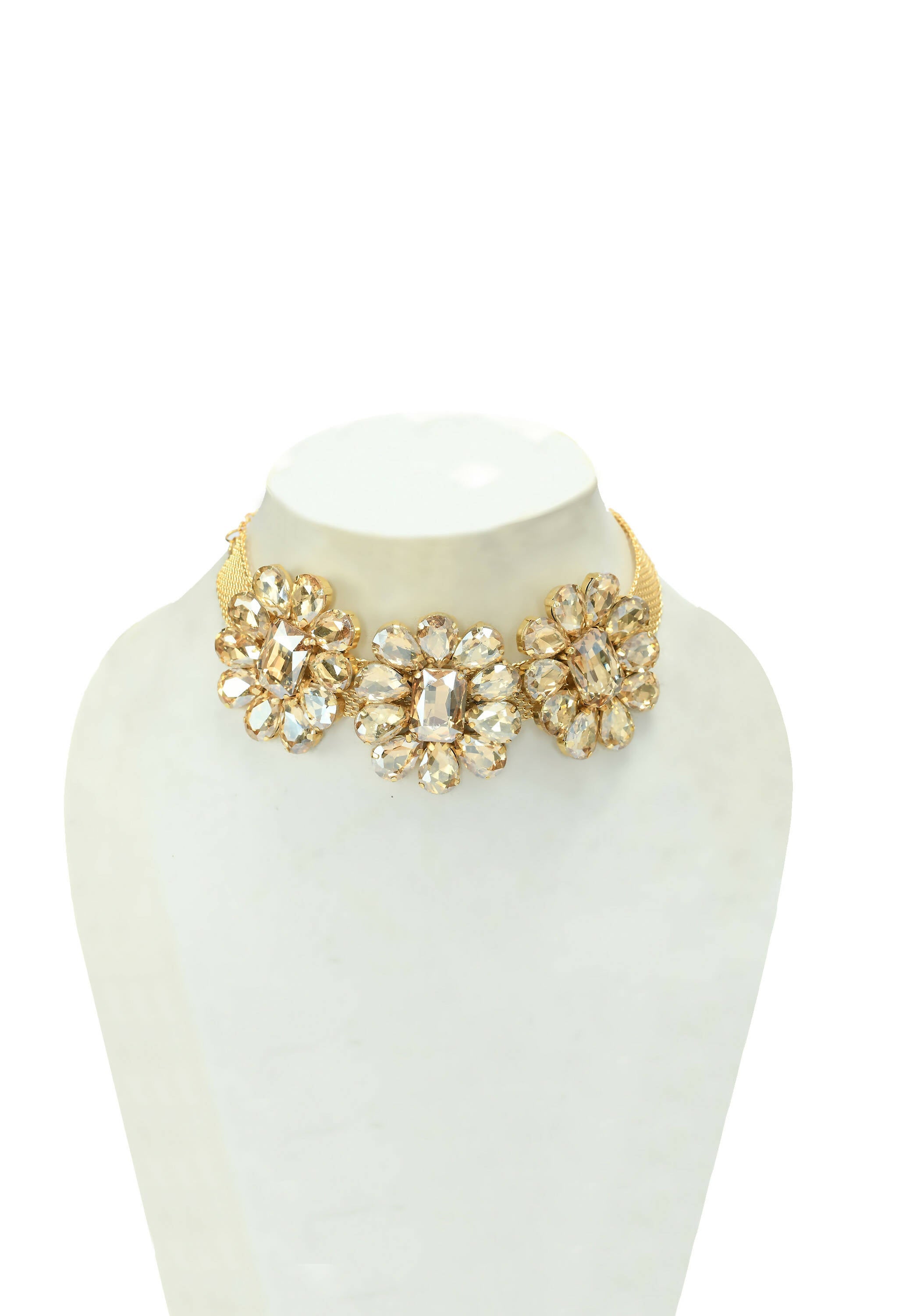 Gold-Polished Stone Choker Necklace for Little Girls and Kids