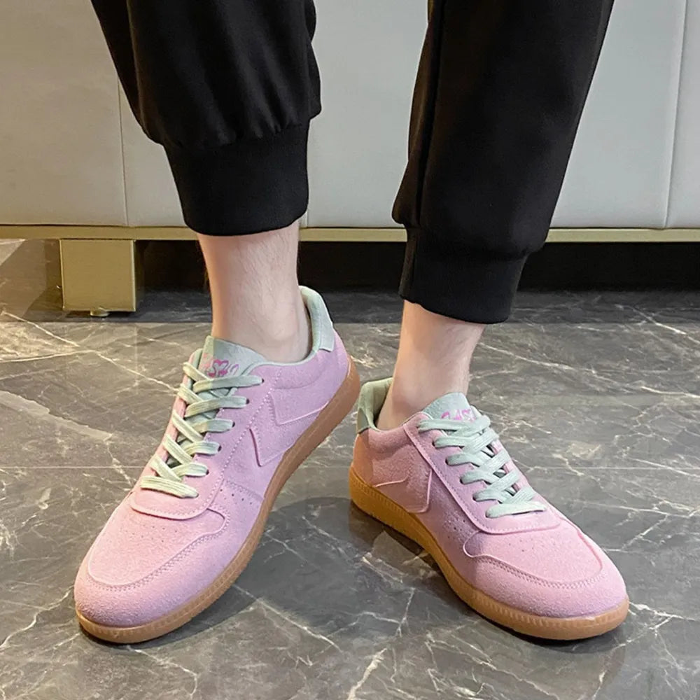 Round Toe Lace-Up Sneakers Casual Mesh Streetwear Shoes