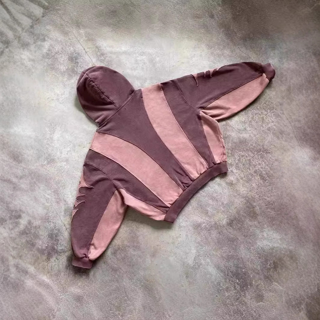 Y2K Grunge Star Patchwork Oversized Pullover Hoodie Sweatshirt - Image 3