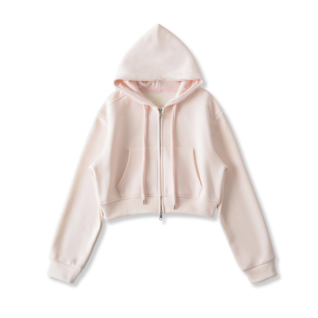 Velvet Cropped Zip-Up Hoodie Sweatshirt with Drawstring - Image 3
