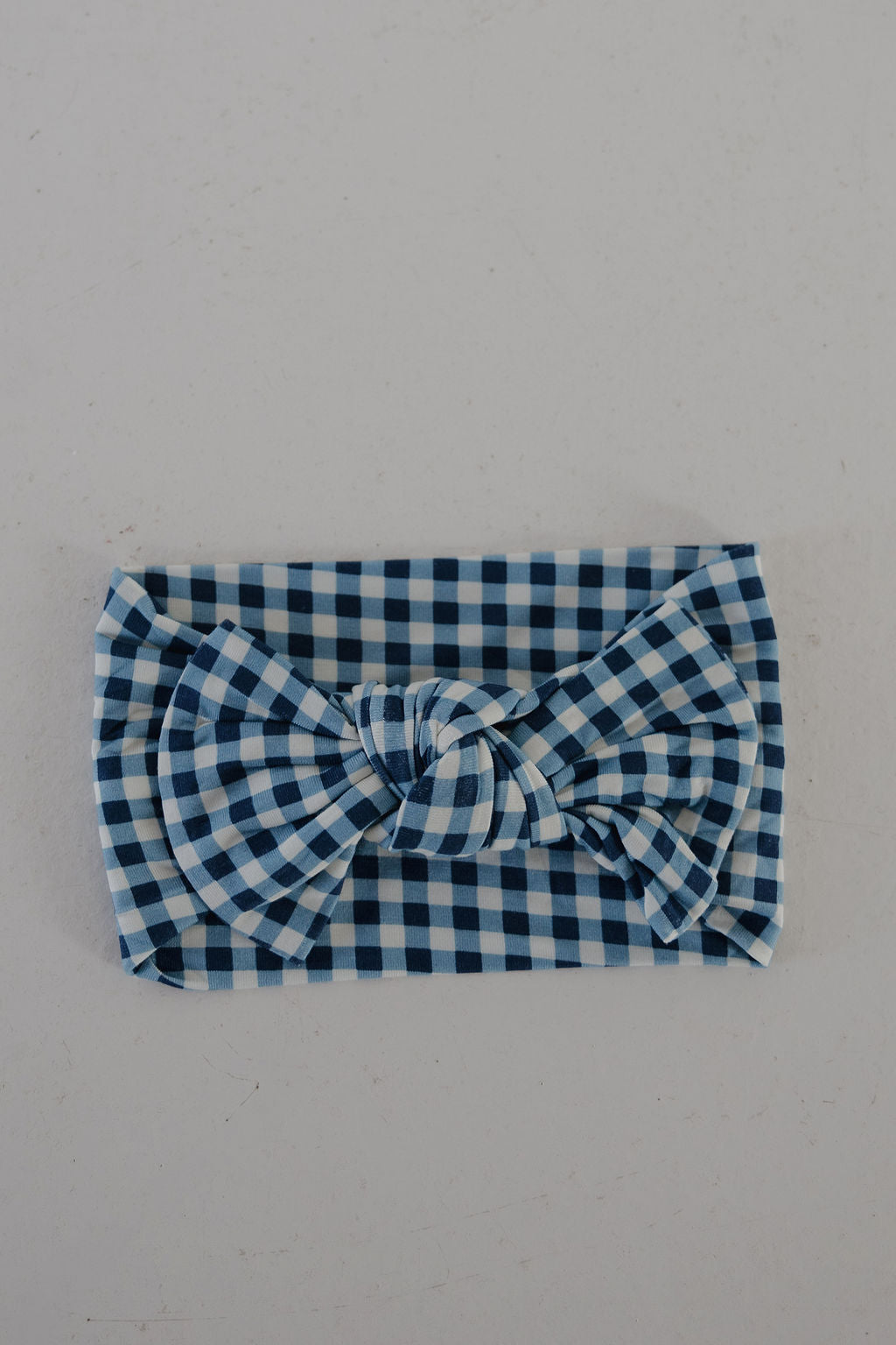 Bamboo Head Wrap Blue Gingham | Baby Toddler Headband