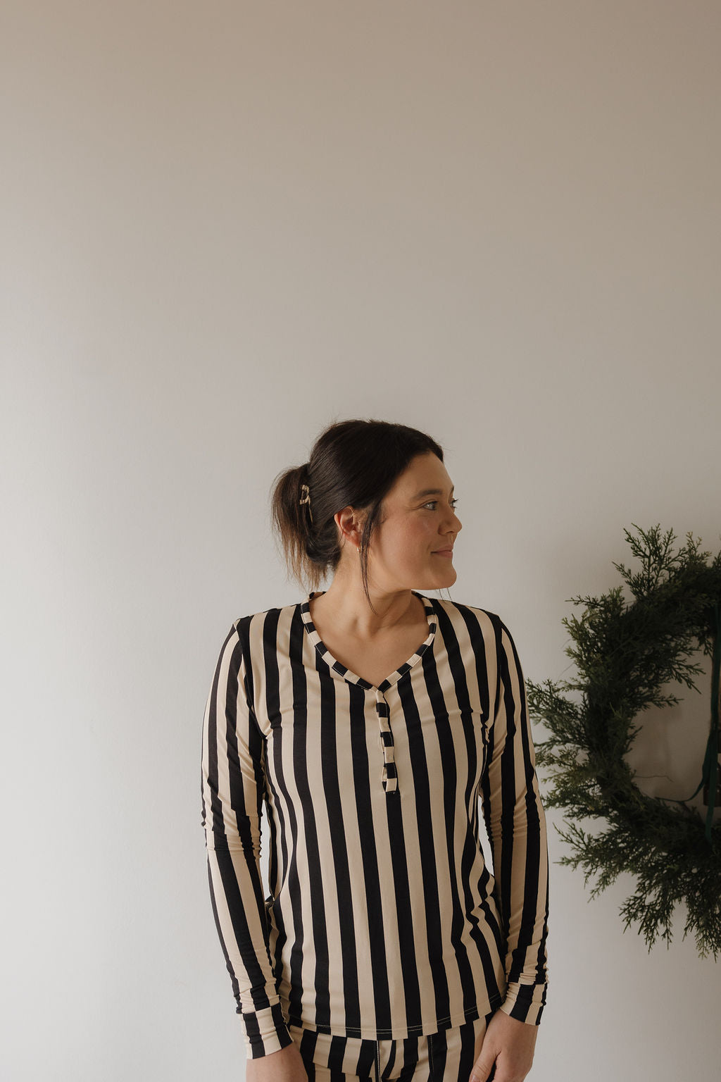 Women's Midnight Stripe Long Sleeve Bamboo Pajama Set