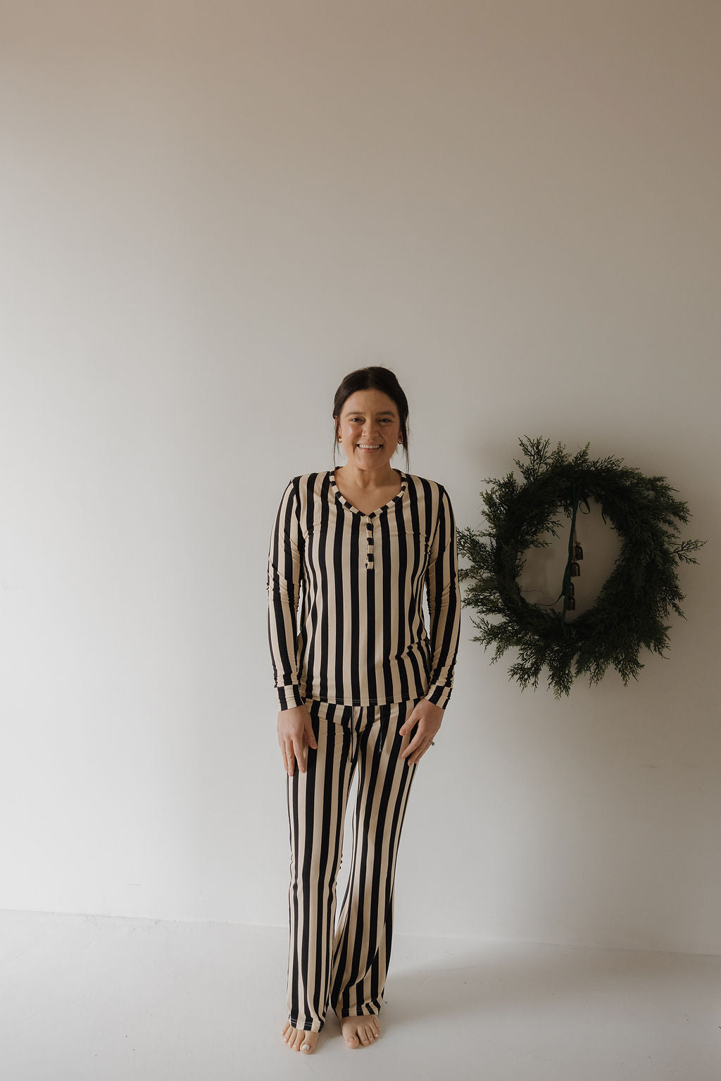 Women's Midnight Stripe Long Sleeve Bamboo Pajama Set