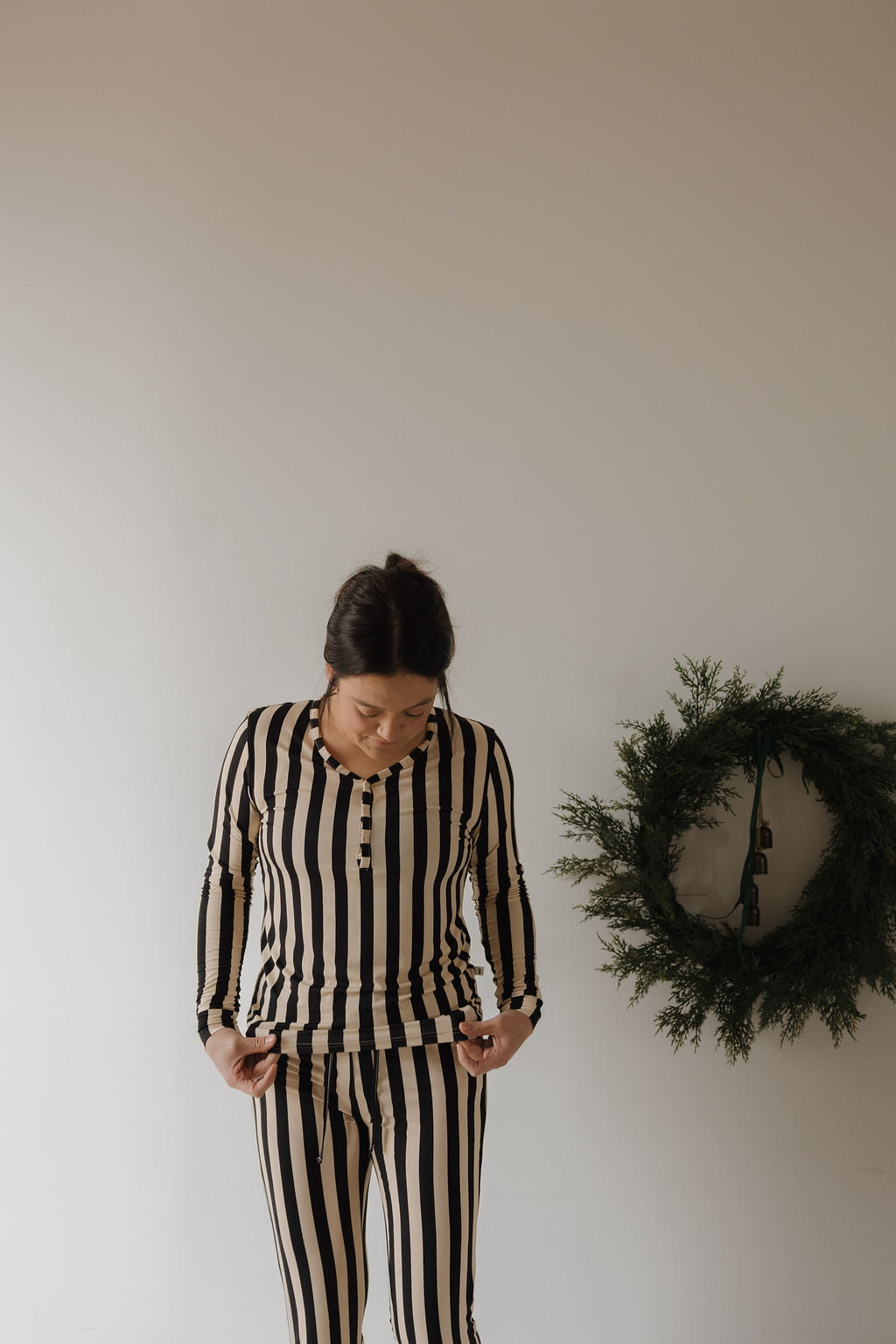 Women's Midnight Stripe Long Sleeve Bamboo Pajama Set