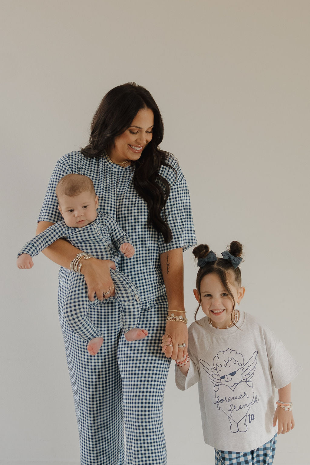 Women's Blue Gingham Boxy Tee & Wide-Leg Bamboo Lounge Set - Image 10