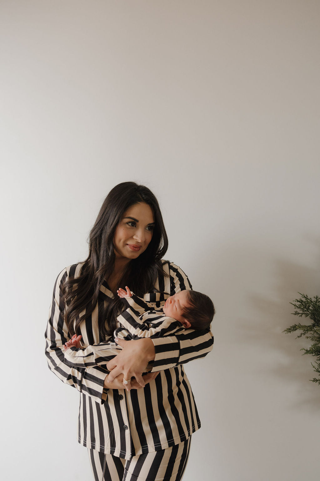 Women's Bamboo Button Up Lounge Set in Midnight Stripe - Image 2