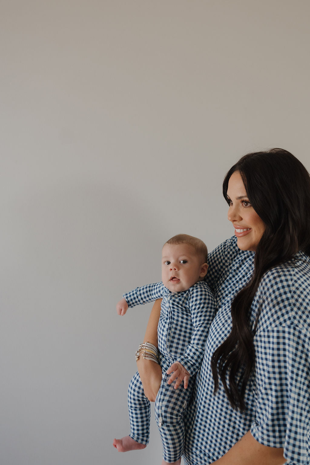Women's Blue Gingham Boxy Tee & Wide-Leg Bamboo Lounge Set - Image 11