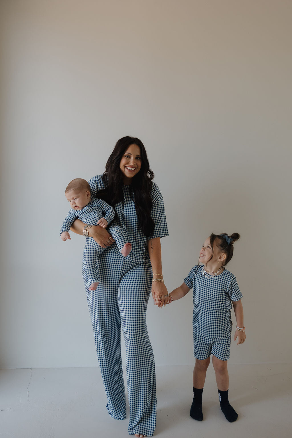 Women's Blue Gingham Boxy Tee & Wide-Leg Bamboo Lounge Set - Image 8