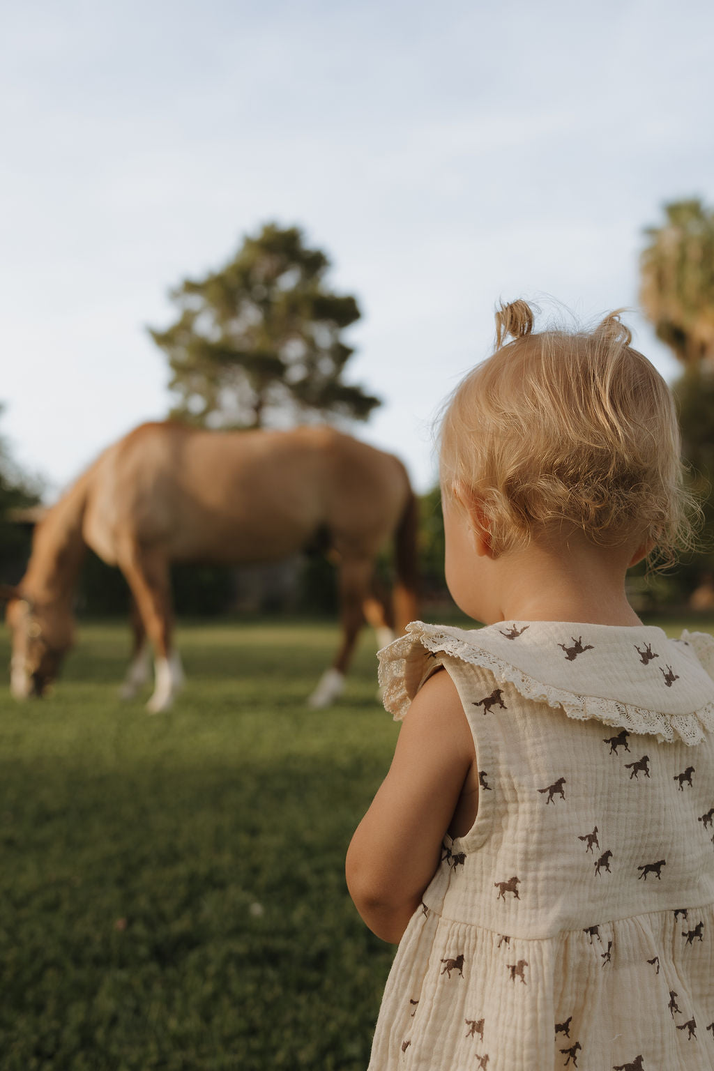 Wild Horses Muslin Baby Romper in Cream Cotton - Image 4