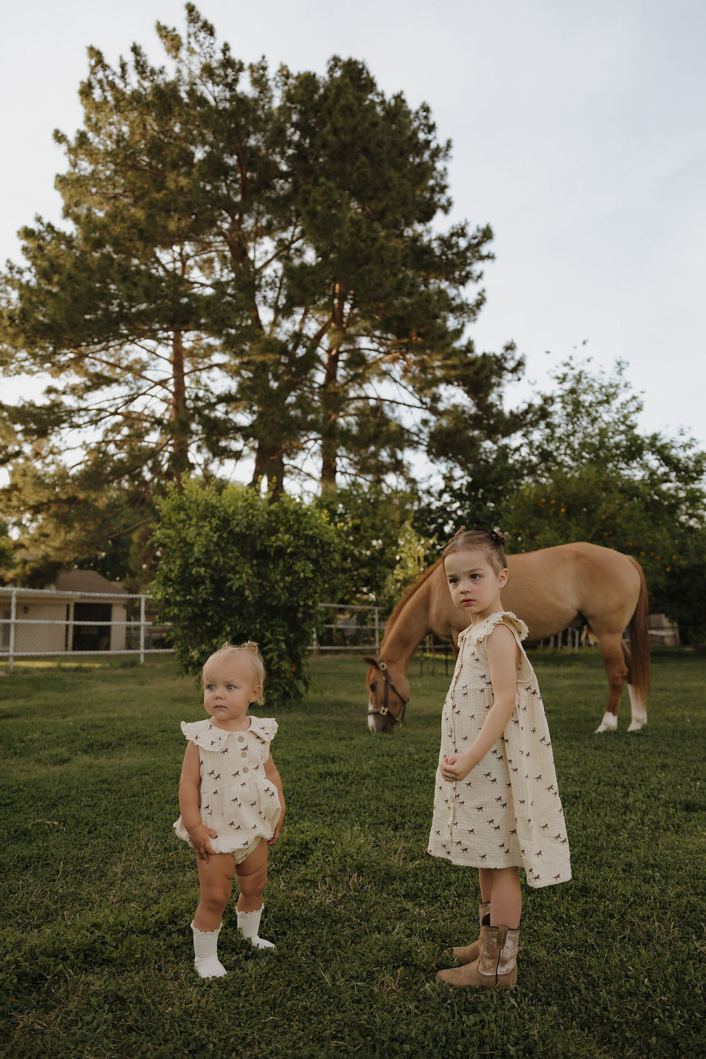 Wild Horses Muslin Baby Romper in Cream Cotton - Image 9