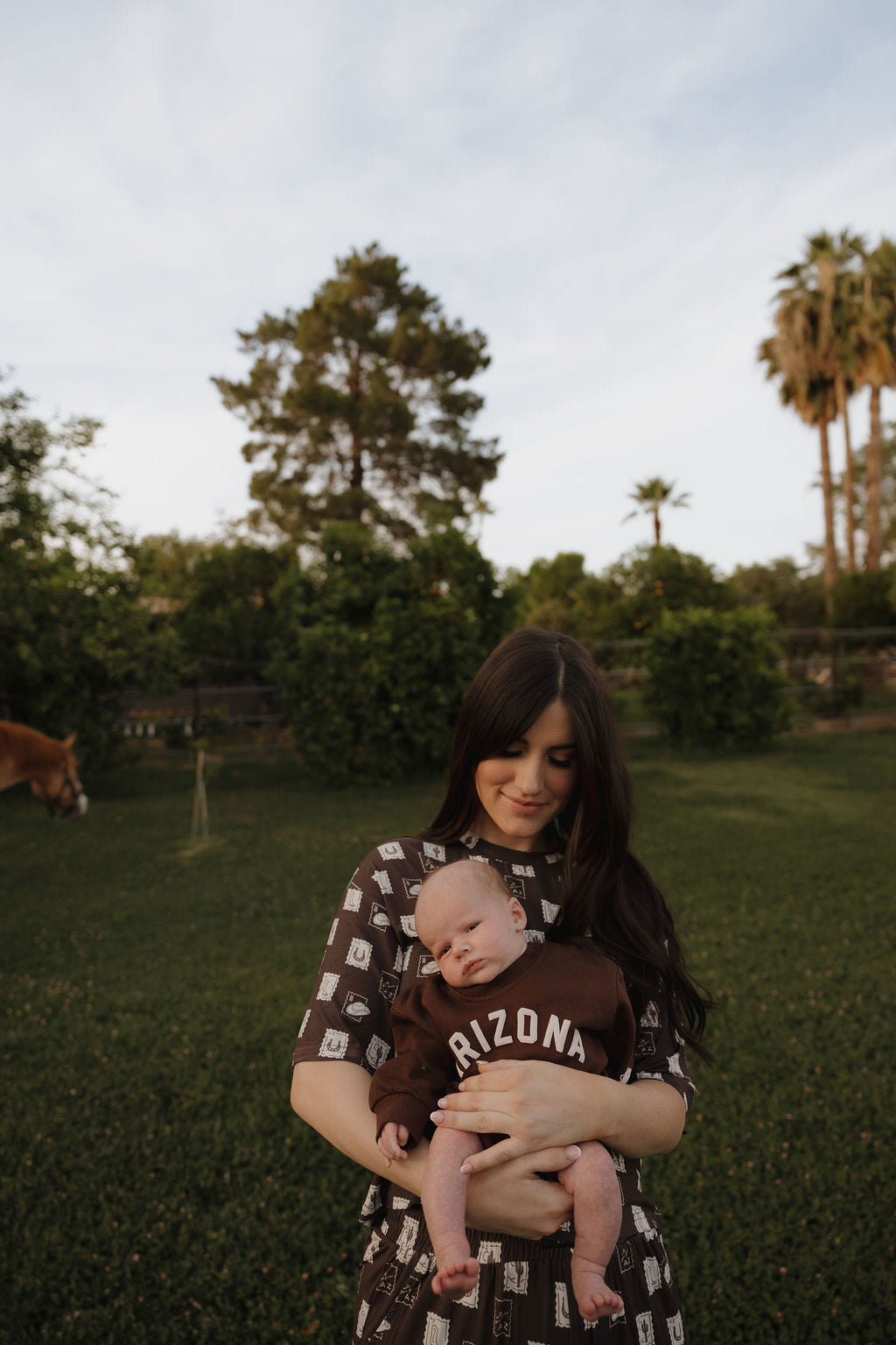 Baby Arizona Sweatshirt Romper in Chocolate Brown - Image 3