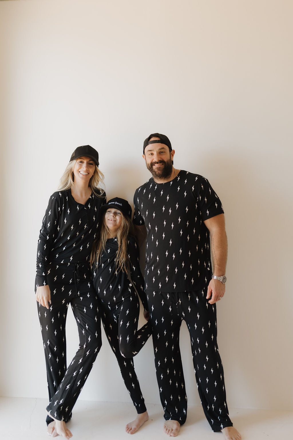Women's Bamboo Long Sleeve Pajama Set in Midnight Lightning Bolt